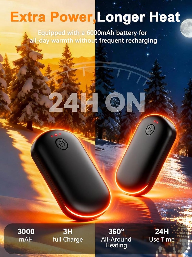 Fovendi Pocket Size Hand Warmers Rechargeable 2 Pack, 6000mAh Electric Hand Warmers for 24H Safe Heat, 3 Settings Fast Heating Handwarmers Up to 131℉ for Christmas, Outdoor, Golf, Hunting, Camping Accessories - Image 5